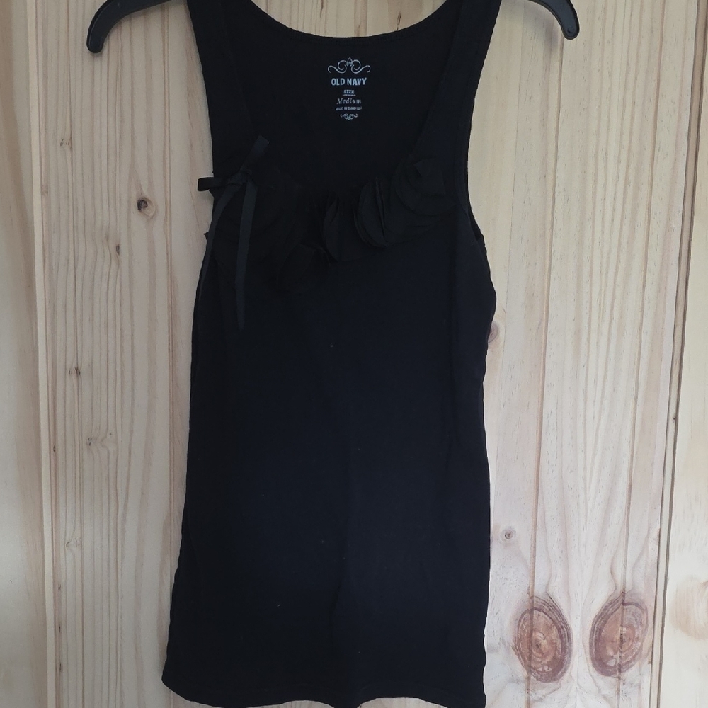 Old Navy Black Ruffle-Trim Tank Dress